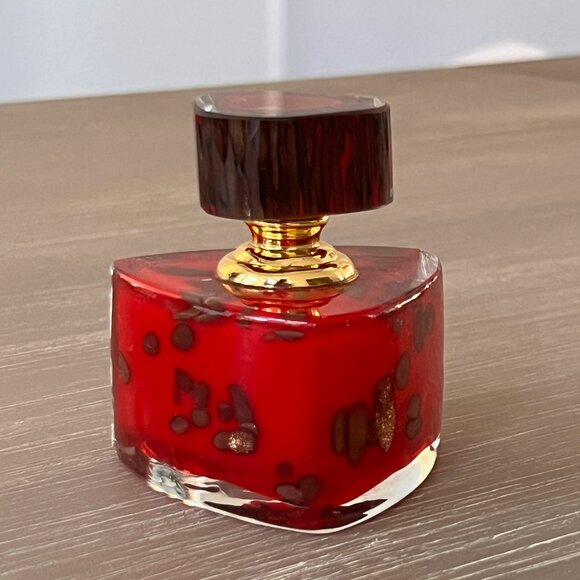 Murano Other - Vintage 1960s Murano Glass Perfume Bottle‎ Red Cased Aventurine With Applicator